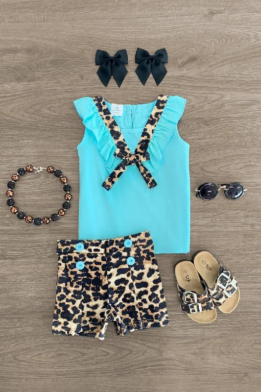 Ruffle DressMint & Cheetah High-Waisted Short Set