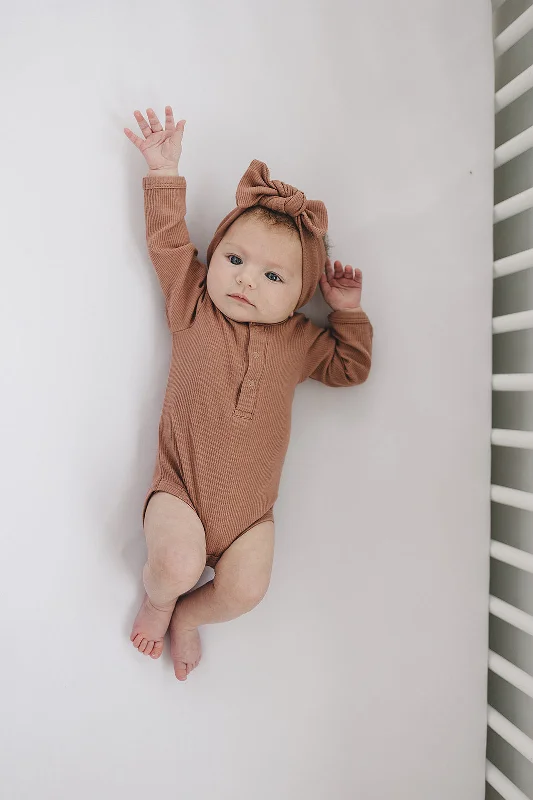 Laced-Up DressDusty Rose Organic Snap Long Sleeve Ribbed Bodysuit