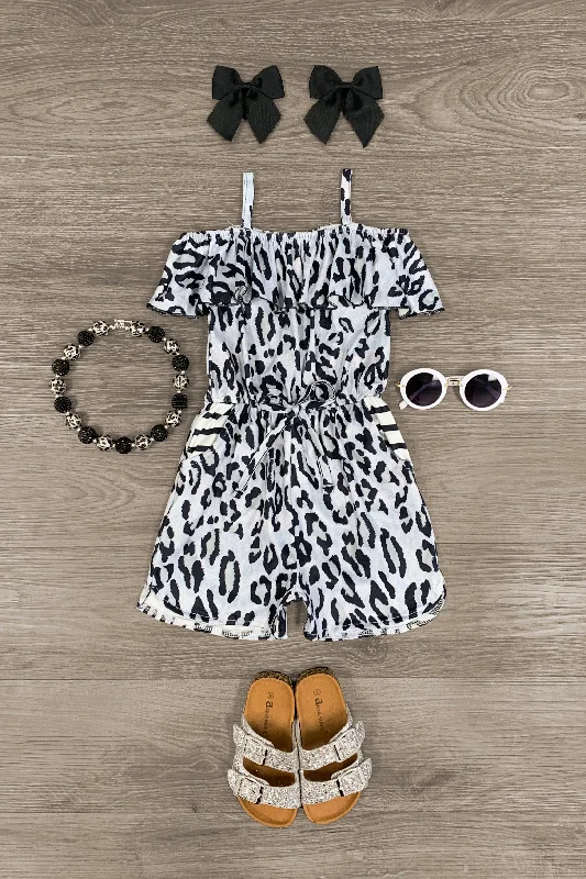 women's satin dressesGray Sun Kissed Cheetah Romper