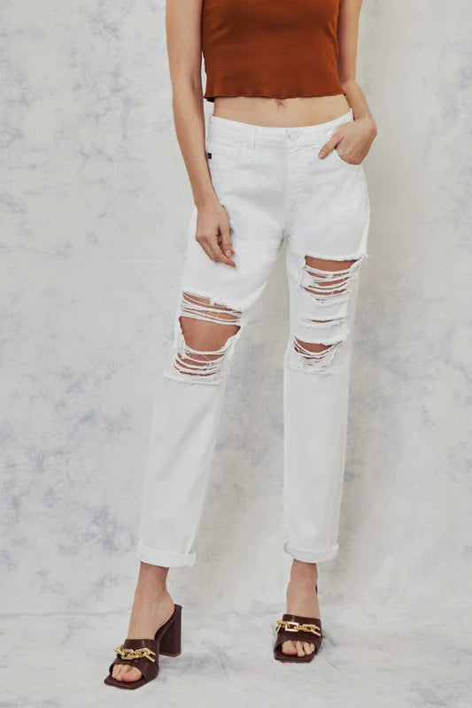 Designer DressKan Can White Mom Fit Jeans