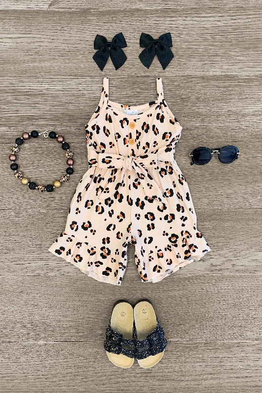 women's handmade dressesLight Tan Leopard Tank Romper