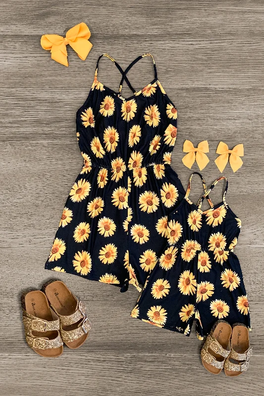 women's custom dressesMom & Me - Black Sunflower Romper