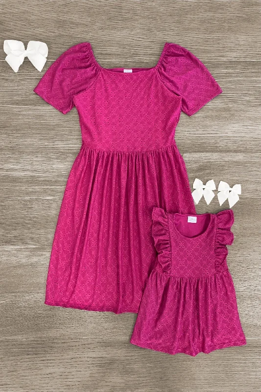 Bridesmaid DressMom & Me - Plum Eyelet Dress