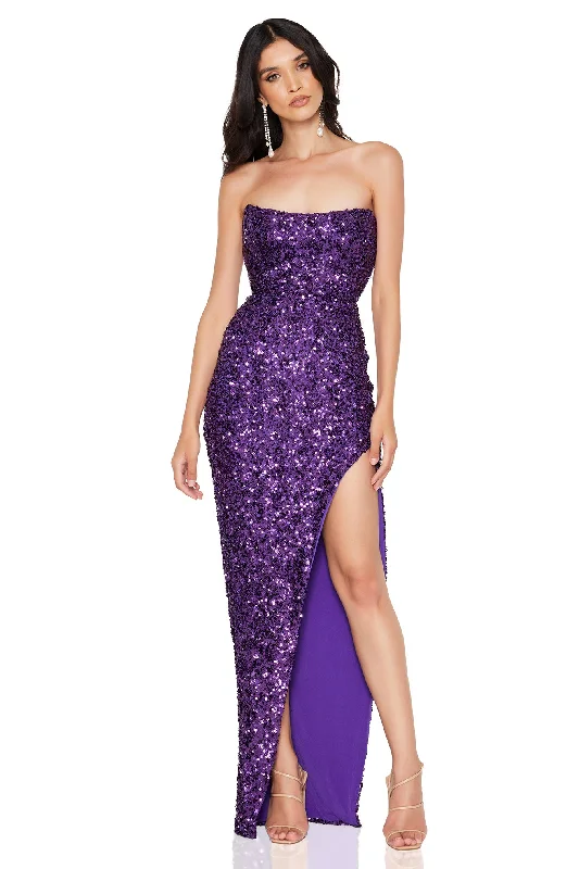 women's beach dressesNookie Revel Strapless Gown - Amethyst