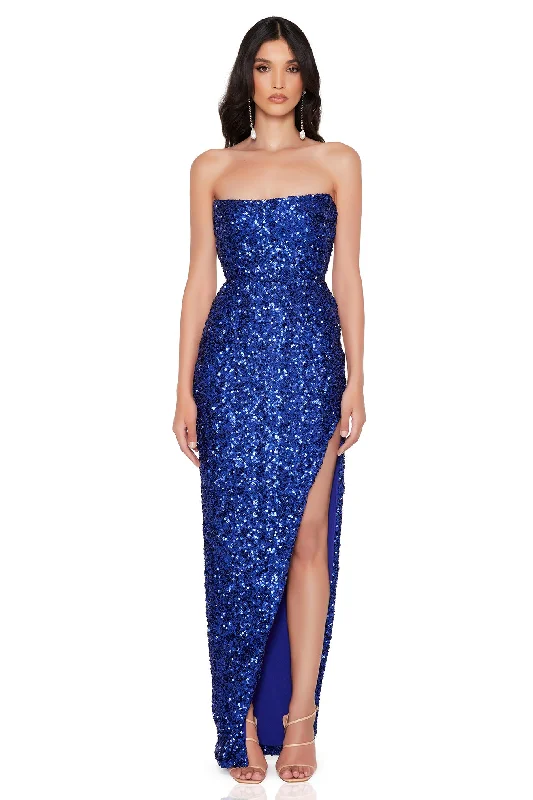 women's versatile dressesNookie Revel Strapless Gown - Sapphire