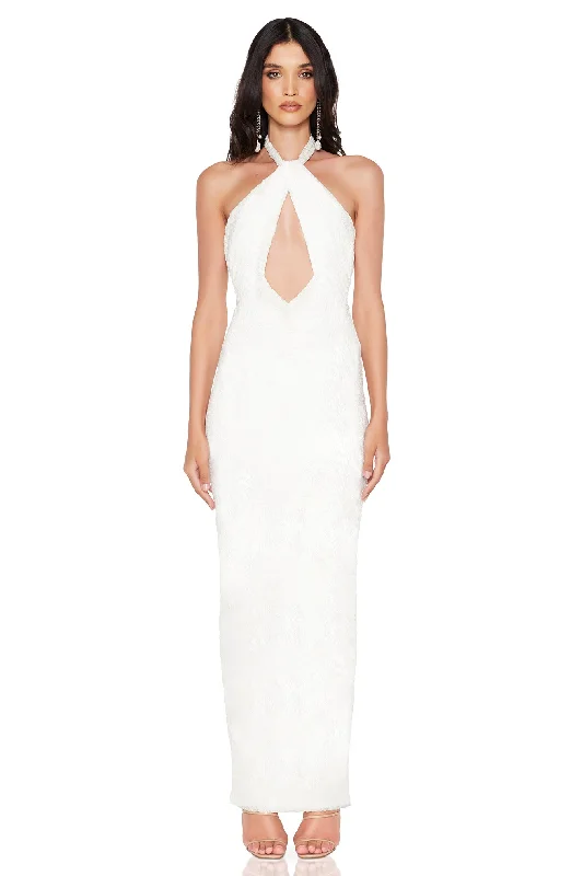 Bow-Tie DressNookie Roxana Halter Gown - Lined Ivory