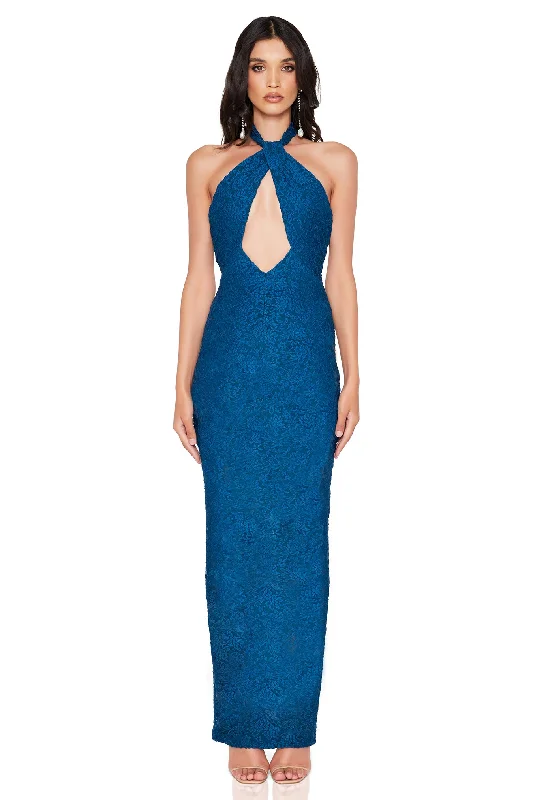 Formal DressNookie Roxana Halter Gown - Lined Teal