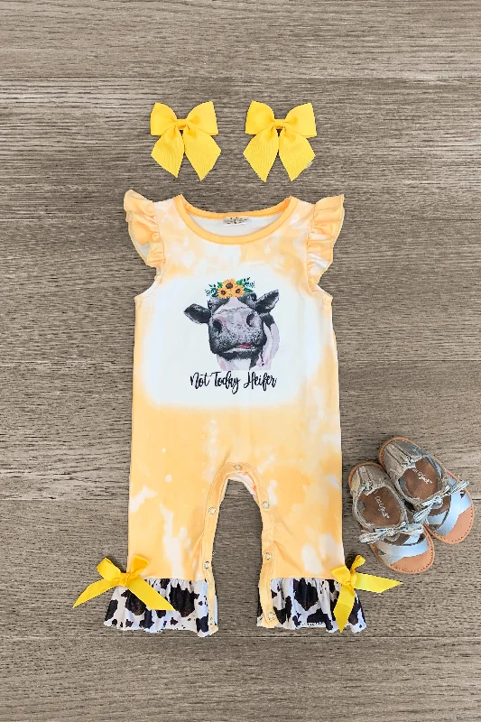 Scoop-Neck Dress"Not Today Heifer" Yellow Romper