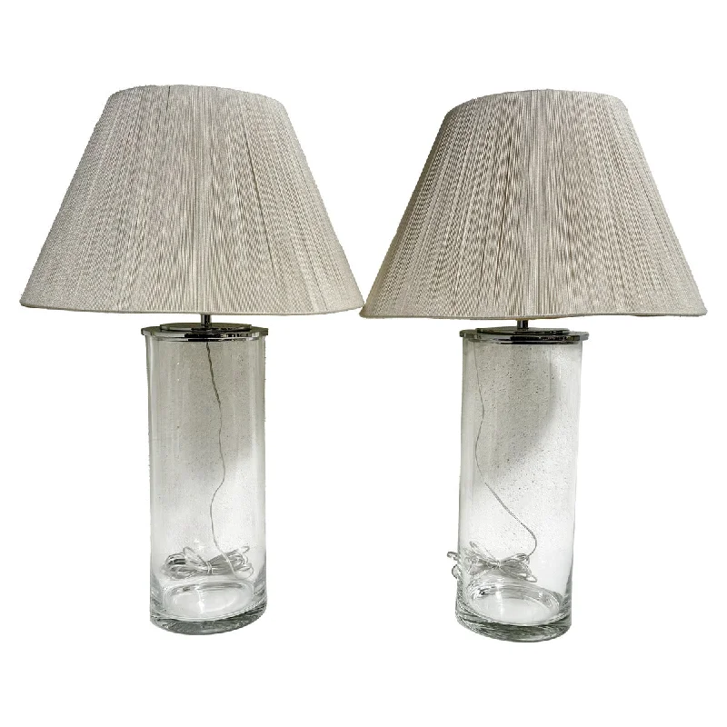 Mermaid DressPair of Glass Column Table Lamps