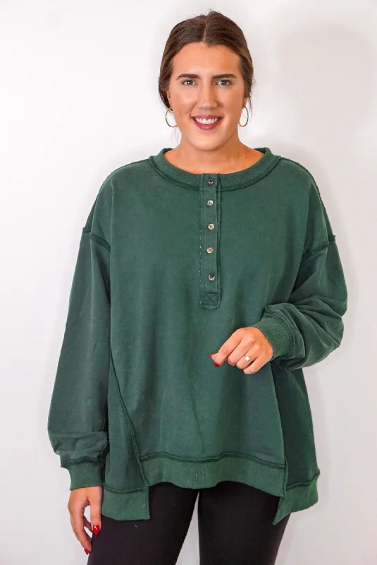 women's pastel dressesStellar Weekend Washed Hunter Green Pullover