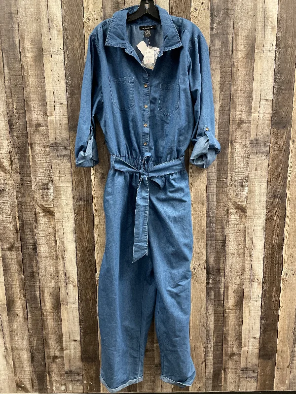 women's jumpsuits with zippersJumpsuit By Ashley Stewart In Blue Denim, Size: 3x