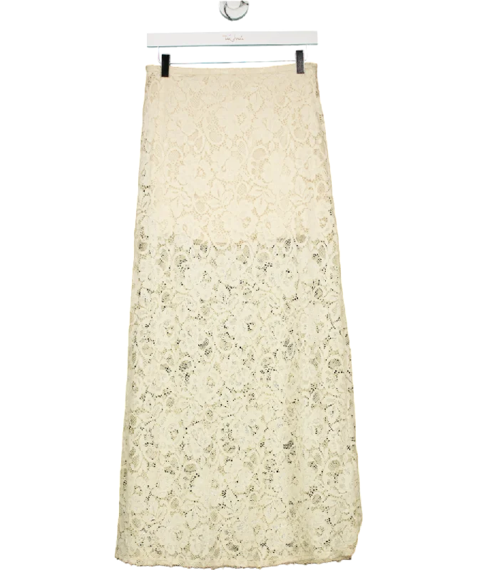 women's button-down skirtsCharli Cream Alba Lace Maxi Skirt UK M/L