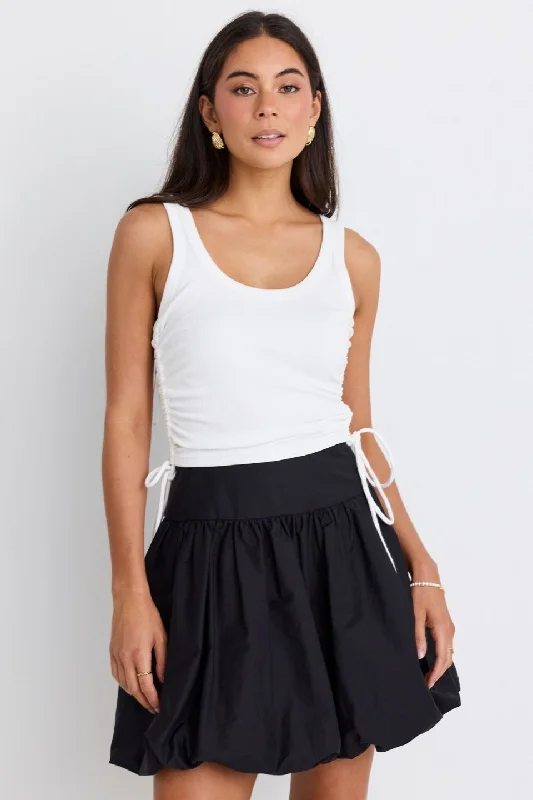 women's pleated skirtsHush Black Bubble Mini Skirt