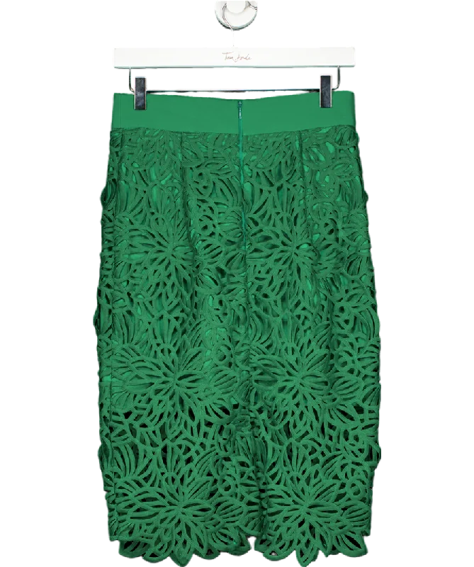 women's woven skirtsMilly New York Green Floral guipure Lace Midi Skirt UK 8