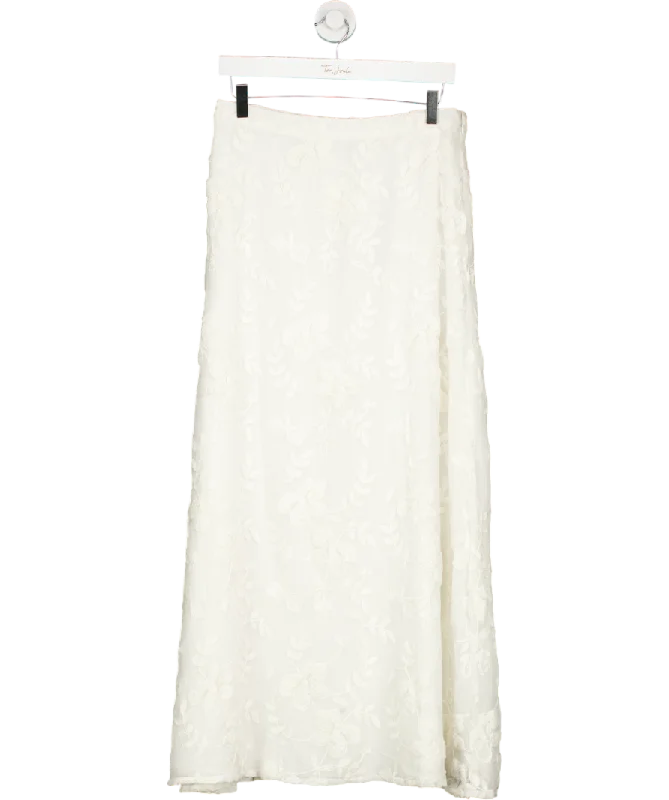 women's classic chiffon skirtsNA-KD White Embroidery Maxi Skirt UK 8