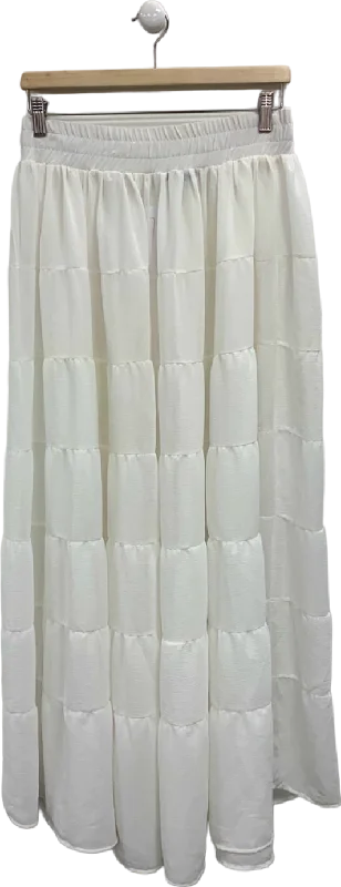 women's polyester tiered skirts for partiesNasty Gal White Tiered Maxi Skirt UK S