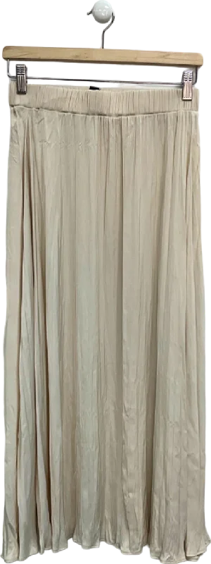 women's pleated skirtsNew Look Beige Satin Crinkle Pleated Skirt UK 8