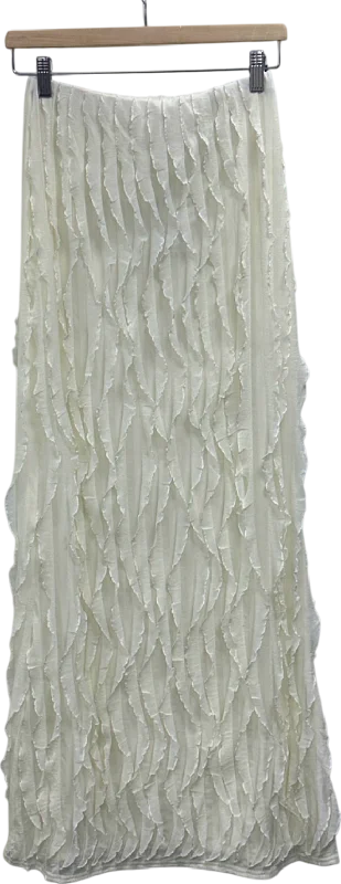 women's woven skirtsPublic Desire Cream Ruffled Detail Maxi Skirt UK 10