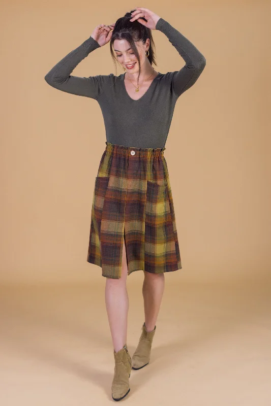 women's high-waisted skirtsSkirt Cailen Earthy Plaid